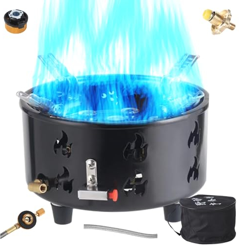 réchaud d'extérieur portable pour barbecue, pique-nique, randonnée et randonnée Convient pour poêles, woks et bouilloires avec housse coupe-vent