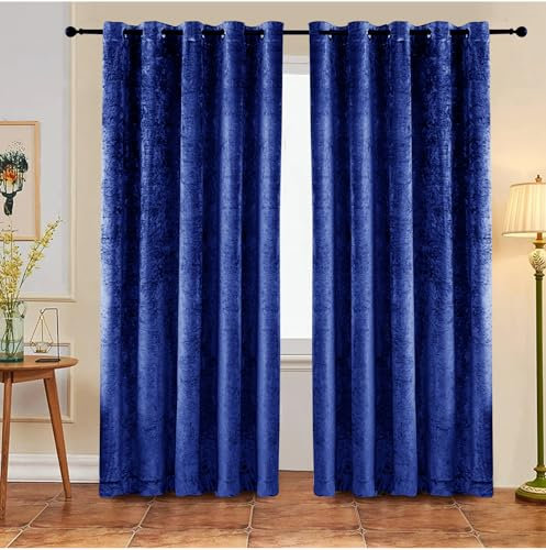 Rugs Inn Stylish Modern Curtain for Dining Room Kids Room Cozy Super Soft Velvet 108 Drop Thick Thermal Door Curtain Kitchen Decor 90 Inches Width, Royal Blue Curtain