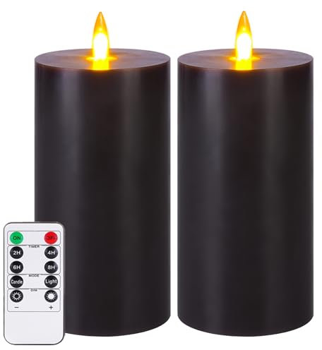 Auemaniliy led Kerze, LED Kerze mit Fernbedienung und Timer, Echte Flackernde Kerze, Batteriebetriebene Stumpenkerze, Echtwachs Glatte Kante für Romantisches Ambiente und Wohnkultur, 2pcs