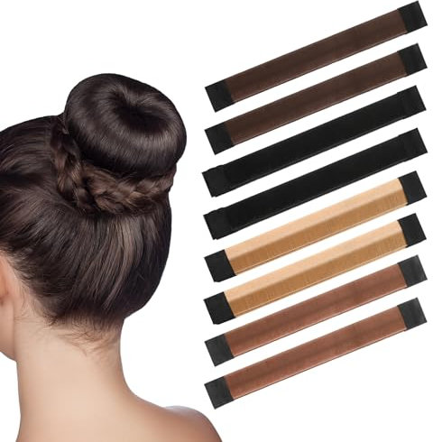 cobee 8Pcs Hair Bun Maker Französisch Haar Donut Snap Roll Bun Werkzeug für lange Haare Easy Bun Hair Tool Fashion Hair Curler Bun Clips für Frauen & Mädchen(8 Stück 4Farben)