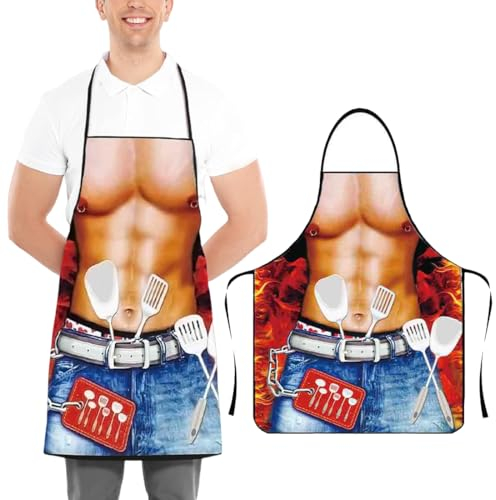 BHIPKOT Delantal de Cocina para Hombre Sexy, Delantal Divertido de Barbacoa para Bbq Party, Regalo para Adulto