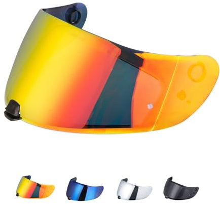 Helm Visier für C70 FG-17 IS-17,Motorradhelm Visier,Motorrad Windschutz Helm Objektiv Visier Vollgesichts,Motorradhelm Zubehör Ersatz (Chrom Rot)