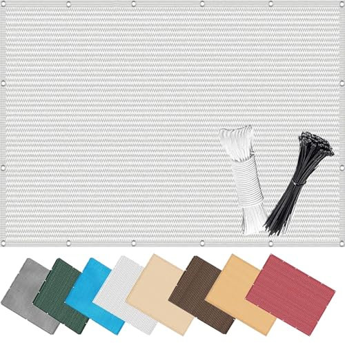 Sichtschutz Balkon Sichtschutz 2.7 x 4 m, Meterware, Sonnenschutz Atmungsaktiv Sichtschutz, Leicht Transparent, Atmungsaktiv Balkonumrandung, mit Kabelbinder, für Garten, Weiß