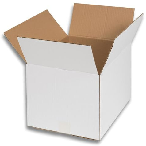 Faltkartons, Wellpappkarton, 1-wellig, Wellpappe, Weiß, 600 x 400 x 400 mm, 10 Stück