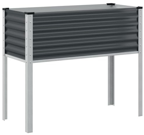 vidaXL Jardinera de Acero Gris Antracita 100x41x90 cm, Jardinera de Exterior, Jardinera para Flores, macetero para Tomates, Jardinera de Patio