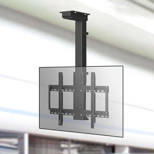 Support TV motorisé – Support TV au plafond, support TV LCD avec levage automatique, avec rotation à 360° gauche et droite, convient aux téléviseurs plats et incurvés de 32 à 70 pouces, avec télécomma
