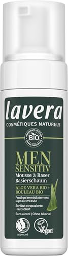 lavera Men sensitiv Mousse à raser - protège immédiatement la peau stressée - soin doux - sans alcool - soins pour hommes - vegan - 150 ml