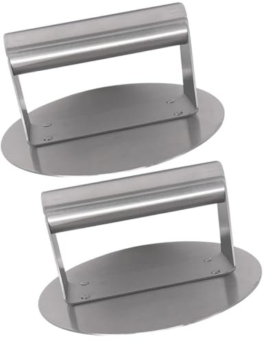 MAGICLULU 1 Satz Burgerpresse Steakfleischpresse Grill Burger Smasher Hamburger Patty Presse Tortillapresse Burgerhalter Gewicht Küche Burger Patty Maker Burgermaker Edelstahl Silber 2Stk
