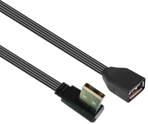 Gissroys Cable de extensión plano USB 2.0 de 90 grados/cabeza recta macho a hembra para carga y transferencia de datos eficientes