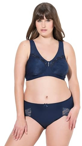 Ulla Popken Damen Entlastungs-BH Kelly, Ohne Bügel, Spitze Bra, Nachtblau, 110C EU