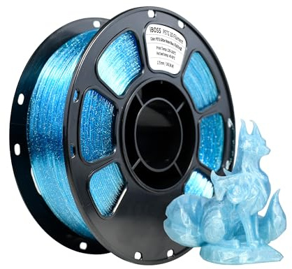 iBOSS PETG Filament 1.75mm Transparent Glitzer 1kg(2,2 Pfund)+/- 0,02mm,+/-0.02mm,Flammpunkt Transparent 3D-Druckerfilament Hohe Prazision,PETG Purpurrot