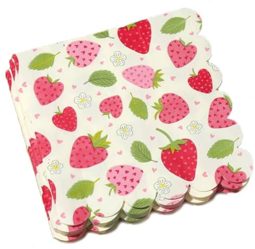 Haowul 40 Stück Erdbeer-servietten, Erdbeer-Geburtstagsparty-Dekoration, Sommer-Frucht-papierserviette, Cocktail-Dinner-servietten Für Hochzeit, Babyparty, Geburtstagsparty-zubehör