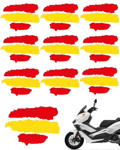 CHBCD 10 pegatinas de la bandera de España | Pegatinas de vinilo con nombre de bandera española personalizadas para coches, motos, scooters, quads, vehículos todo terreno, bicicletas, cascos