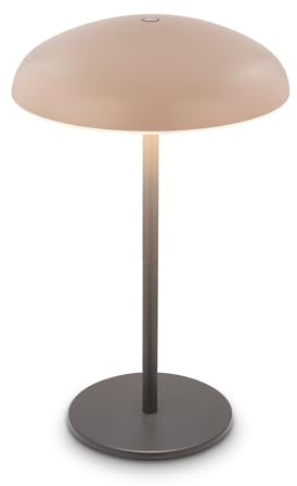 BRILONER - Lampara de mesa sin cable LED IP44 con borde luminoso, regulador táctil, batería intercambiable, lampara mesita noche sin cable, lampara mesilla, 19,5x30,5 cm, beige antracita