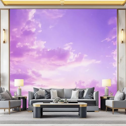 Fototapete Lila Himmel Wolken Vlies Tapeten, 300 x 210 cm (W x H) Traumhaft Wandtapete, Wanddekoration für Wohnzimmer Schlafzimmer