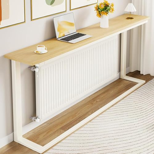 Tablette de Radiateur, Etagere Radiateur de Radiateur à Cadre en Acier, Radiator Cover, Faible Encombrement, Table De Canapé Derrière Le Canapé, Capacité De Charge 35 Kg(Beige,120*20*80cm/47*8*31in)