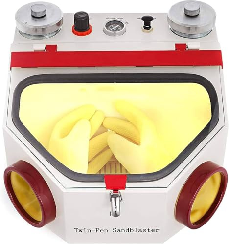 Dental Sandblaster Machine with Dual Pens, LED Light, View Window, and Foot Pedal Control for Efficient Lab Work