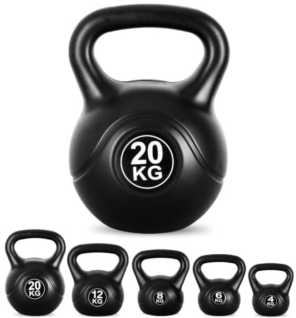 Lockie Fitness Kettlebell Weight, 4kg-20 Kg Cement-Filled Kettle Bell, Black (20 Kg)