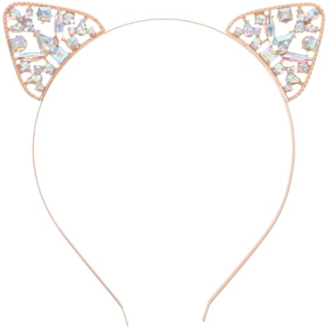 FRCOLOR Katzenohren Haarreif Glitzer, Kristall Katze Ohr Stirnband, Goldene Stirnband Mit Kristall Für Frauen Und Mädchen, Ideal Für Kostüm, Party Und Dekoration