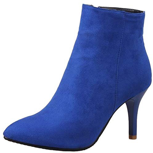 Cocey Stivali da donna con tacco sottile, Blu, 36 EU