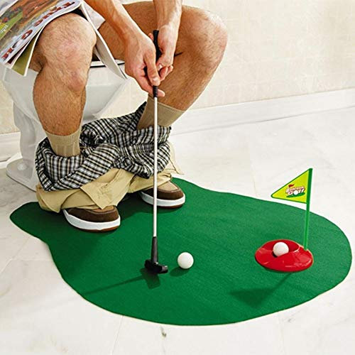Bathroom Toilet Mini Golf Game Potty Putter Novelty Putting Gift Toy Trainer Set