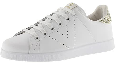 victoria Basket Tenis Piel & Trasera Glitter & Logotipo Troquelado 1125104 para Mujer Cava 37