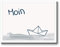 Bild Poster Moin Druck, Typografie, Hand Lettering, Querformat, Segelboot Papierboot maritim, norddeutscher Charm, grau-blau-weiß, Personalisierung