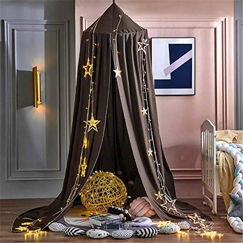 RAILONCH Betthimmel Babybett, Kinder Moskitonetz Spitze Baldachin, Mädchen Prinzessin Himmelbett Bettvorhang für Spiel Lesen Schlafzimmer Ankleidezimmer (Dunkelbraun)
