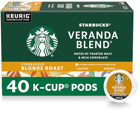Starbucks K-Cup Light Roast Coffee Pods - Keurig Brewers Veranda - 1 Box (40 Capsules)
