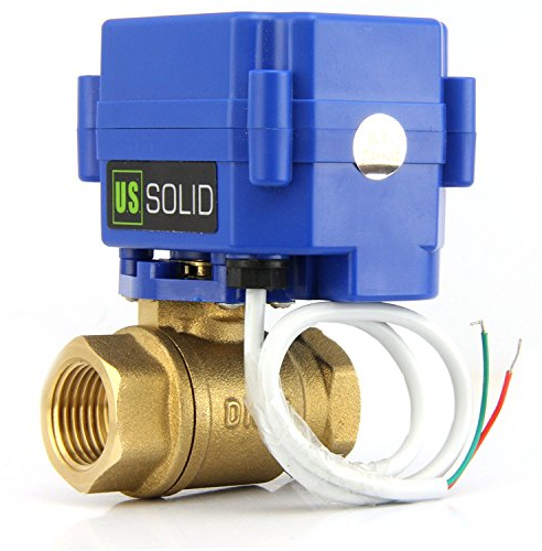 U.S. Solid Motorisierter Kugelhahn 3/4 Zoll, Messing-Kugelhahn mit Standardanschluss, 9-24 V AC/DC und 2-Draht-Auto-Rücklauf-Setup, stromlos offen
