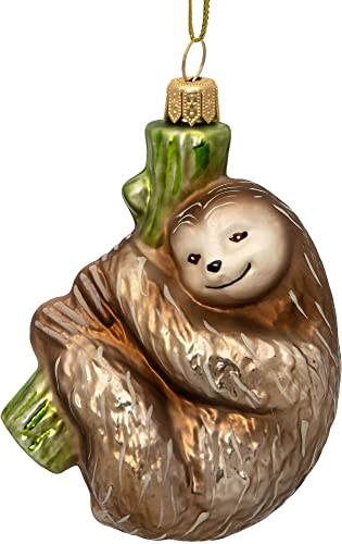 SIKORA BS738 Faultier Christbaumschmuck Glas Figur Weihnachtsbaum Anhänger - Premium Line
