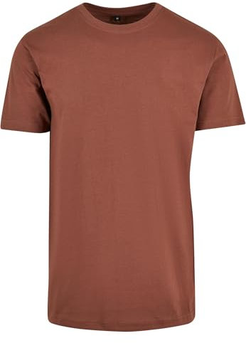 Build Your Brand Herren T-Shirt Round Neck, Männer Basic T-Shirt mit Rundhalsausschnit, Regular Fit, Baumwolle, Bark, L