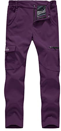 YSENTO Damen Wanderhose Outdoorhose wasserdichte Softshellhose Winddicht Winter Warm Gefüttert Ski Snowboardhose Trekkinghose(Lila,L)