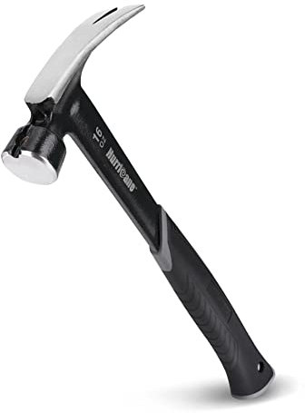 HURRICANE 16oz Framing Hammer, Straight Claw Hammer One-Piece Forged with Magnetic Nail Holder, Ergonomic Handle