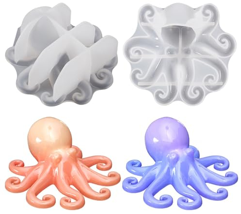 KyeeaDIY Moulle Resine Epoxy, Moule en Résine 3D en forme D'animaux en forme de Seiche, Moule Silicone Motif Poulpe pour Moulage Époxy Océan Résine Poulpe Octopus Resin Mold
