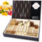 Golden Cutlery Set for 6 People, 24 Pieces Stainless Steel Cutlery Set, Knife Fork Spoon with Gift Box, Cutlery for Family/Party/Hotel/Restaurant, Highly Polished & Easy to Clean