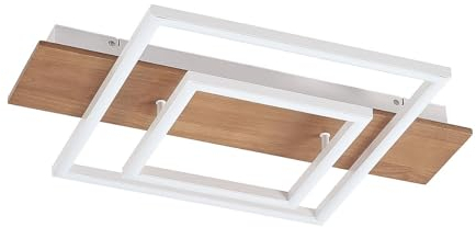 Lucande LED Deckenlampe Chariska dimmbar mit Leselampe (Modern) aus Holz (1 flammig,) - Deckenleuchte Lampe Wohnzimmerleuchte