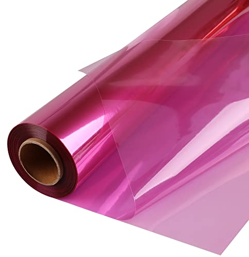POPGIFTU 86 CM x 30M Cellophan Rolle Pink, 3Mil Dick Transluzent Pink Geschenkfolie, Große Zellophan Geschenkpapier Wrap für Blumen, Snack, Geschenkkörbe, Kunst und Handwerk und vieles mehr