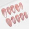 Sun&Beam Nails Handmade Press-on Medium Long Amlond Pink Black 0 French Gradation Design Fashion False Nail Tips 10 Pcs Set (#053 XS)