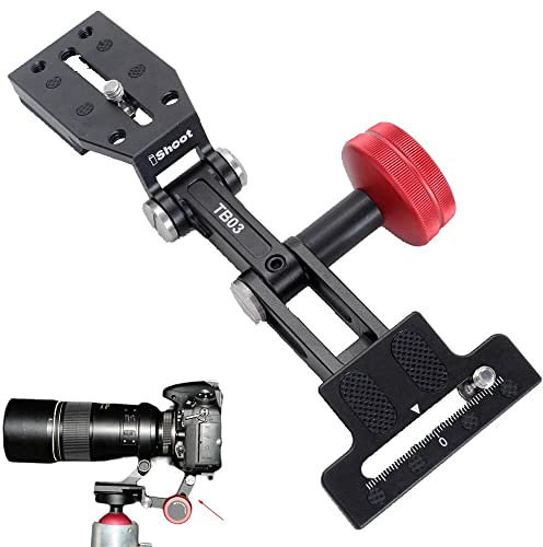 iShoot Retractable Camera & Zoom Lens Holder Portable Telephoto Lens Bracket Foldable Long Focus Support, 2in1 Quick Release Plate Compatible with Manfrotto 200PL & Arca-Swiss Fit Tripod Head Clamp