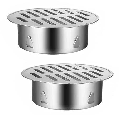 SEABABOO 2PCS Balkonbodenablauf Bodenablauf-Abdeckung Bodenablauf Abnehmbarer Filter Bodenablauf Dusche Anti Bodenablauf Antiblockier- und Entwässerungsschutzfilter aus Edelstahl (90MM)