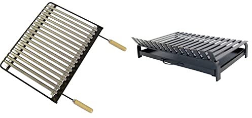 IMEX EL ZORRO 71636 - Parrilla para Barbacoa, INOX, 62 x 41 cm & 71411 - Parrilla Barbacoa para Obra, 60 x 47 x 10 cm