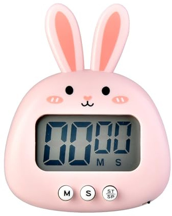 POFET Niedlicher Hasen-Küchentimer, LED, magnetisch, Cartoon, digitaler Kochtimer für Küche, Klassenzimmer, Kochen, Lesen, Fitnessstudio usw