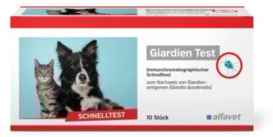 Alfavet Giardien Test, Schnelltest für Hund, Katze und Kleintiere, Qualitativer Nachweis von Giardia-Zysten und Trophozoiten, 10 Tests