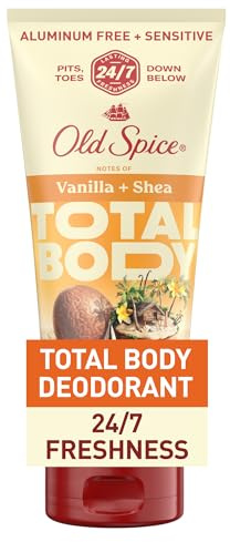 Old Spice Whole Body Deodorant Cream for Men, Aluminum Free, Vanilla + Shea Scent, 24/7 Odor Protection, 24/7 Lasting Freshness, Dermatologist Tested, Gentle on Skin, Safe to Use All Over, 3.0 oz