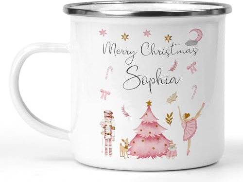 Daytripper Personalised Christmas Mug, Gift for Girls, Kids Christmas Eve Mugs, Custom Name, Festive, Hot Chocolate Cup, Xmas Present, Enamel Cups