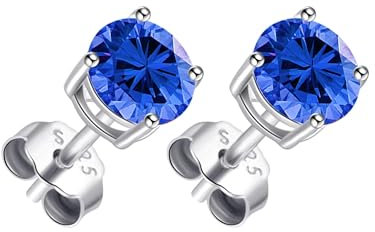 Philip Jones Sterling Silver Dark Blue Earrings Created with Zircondia® Crystals