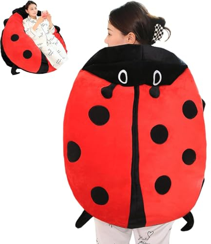 Big Bug Pillow Marienkäfer Kissen Zum Anziehen Großem Käfer Niedliches Warmes Tragbares Marienkäfer-Kissen Abnehmbare übergroße Marienkäfer-Dekokissen (60cm/23.6inch)