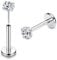 Adramata G23 Titan Lippenpiercing Labret Piercing 16G Threadless Push-in Tragus Piercing CZ Ohrpiercing Schmuck für Monroe/Medusa/Helix/Tragus Ohrring–Nasenpiercing Stecker für Damen Herren(2Pcs),7