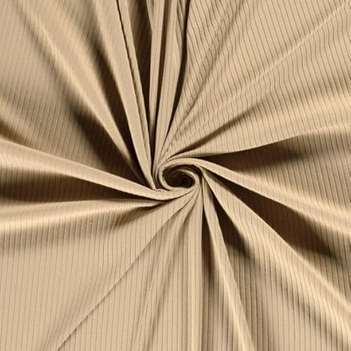 RIB Jersey TESSA Uni 0,5m Baumwolljersey gerippt- Ökotex Standard 100 Klasse 1 - Meterware Bekleidungsstoff (Beige)